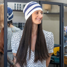 Load image into Gallery viewer, Soft Black Human Hair HatFall by The Wonderful Wig Company